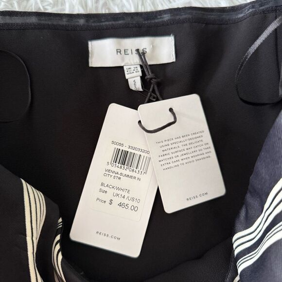 NWT REISS Vienna Black and White Stripe Satin Strapless Jumpsuit Size 10 - Picture 9 of 11